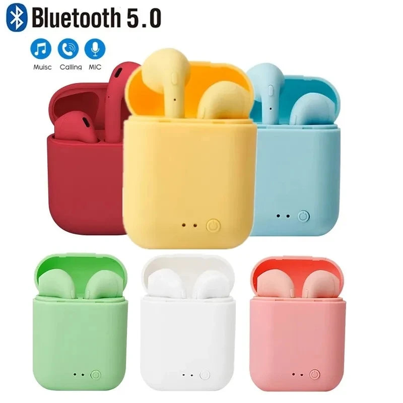 New I12 TWS Macaron Earphones Wireless Bluetooth 5.0 Matte Sport Sport Binaural Earbuds Noise Reduction Headphones